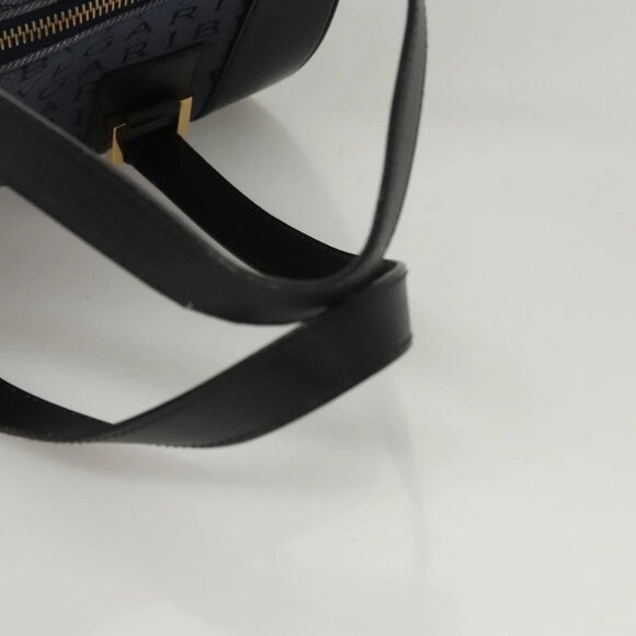 BVLGARI Hand Bag Canvas Navy Gold Auth 121454 - Picture 9 of 16